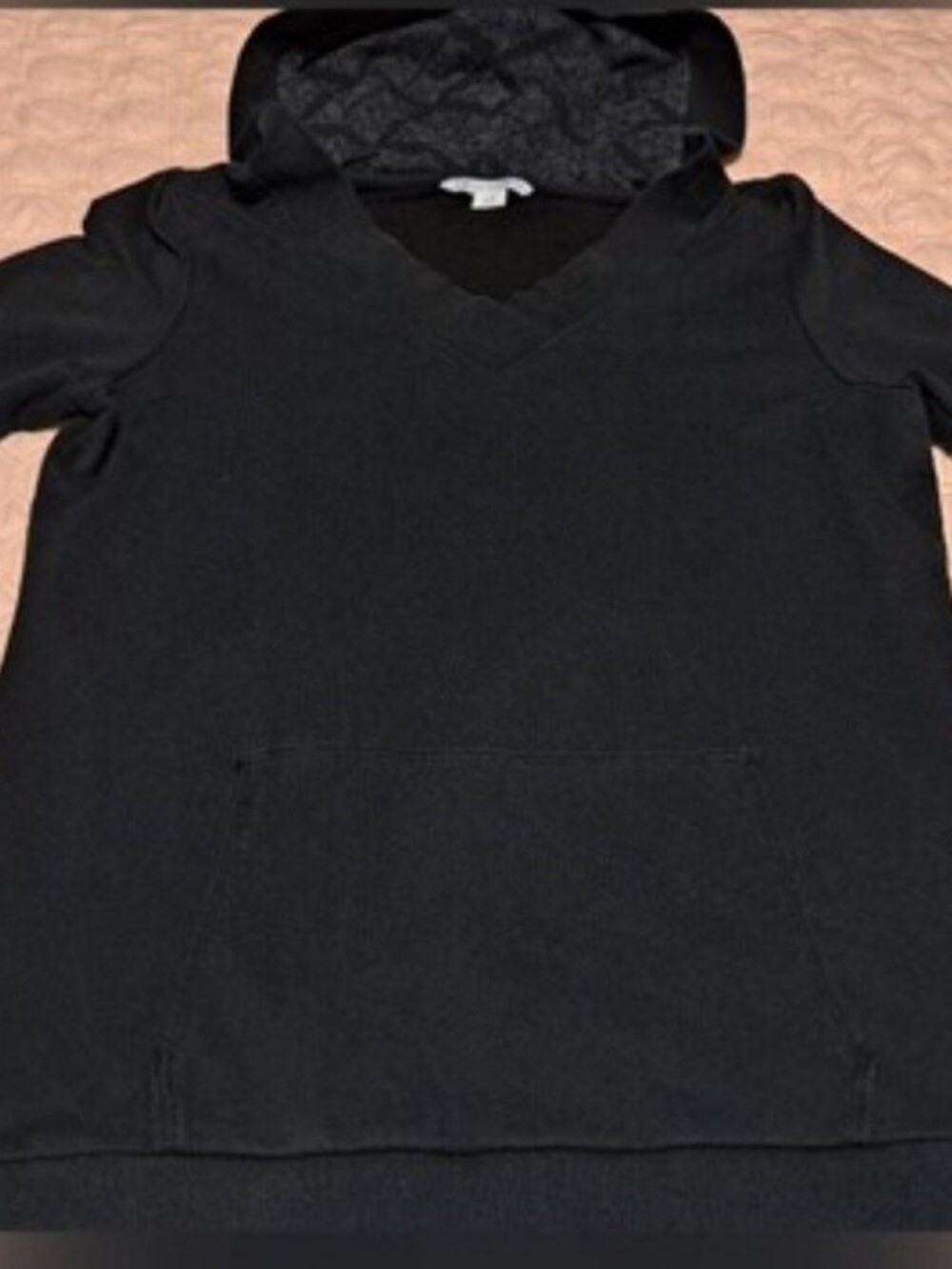 Cutter & Buck Women's Black V-Neck Hoodie 1/2 Sleeve Sz L